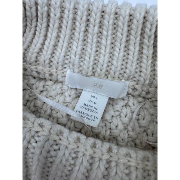 H&M Fishermancore Chunky Knitted Cream Sweater Womens Large - Picture 4 of 4